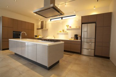 Yeni evdeki modern mutfak.        