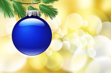 Bulanık ışık arkaplan illüstrasyonunda noel topu