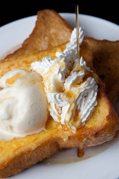 Sweet Pancakes Whipped Cream Delicious Dessert — Stock Photo, Image
