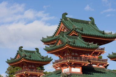 Tapınak manzarası, geleneksel Japon mimarisi.