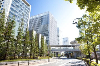 Şehirdeki modern binalar. Tokyo, Japonya 