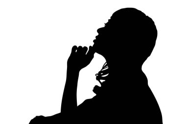 Düşünen kadın siluetinin üç boyutlu bir çizimi. yaratıcı sanat 