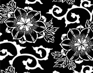 soyut çiçek deseni şablonu, bitki siluetleri ile dekoratif arkaplan