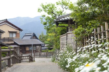 Antik Japon tapınağının manzaralı görüntüsü