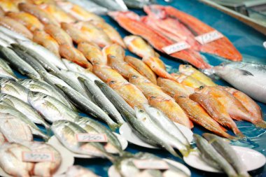 taze balık pazarında, yakın çekim