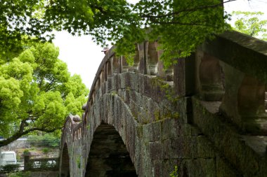 Çin bahçesindeki güzel taş köprü 