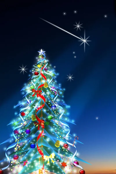 Fundo Natal Com Árvore Natal Estrelas Ilustração — Fotografia de Stock