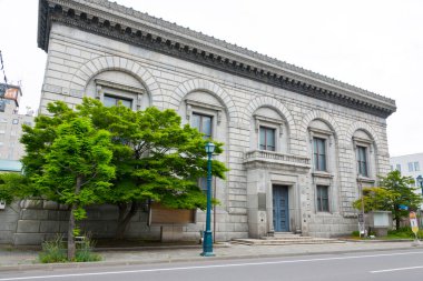 building of Former Mitsui Bank Otaru Branch, Japan. Now Otaru Art Base is a cluster of five historic buildings repurposed to serve as art museums in Otaru, Hokkaido, Japan. clipart