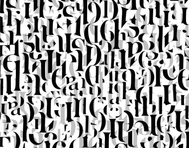 Harf ve sembollerle soyut arkaplan 