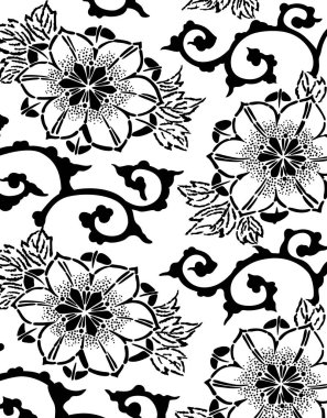 soyut çiçek deseni şablonu, bitki siluetleri ile dekoratif arkaplan