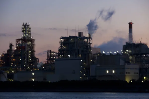 Utsikt Över Industrifabriken Natten Japan — Stockfoto