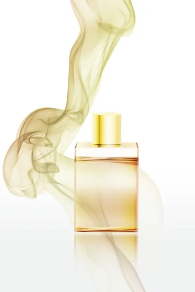 白い背景に隔離された煙が付いている香水 — ストック写真