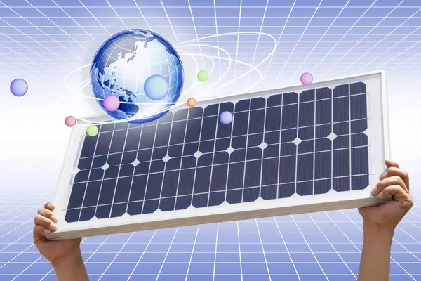 solar panel in hands