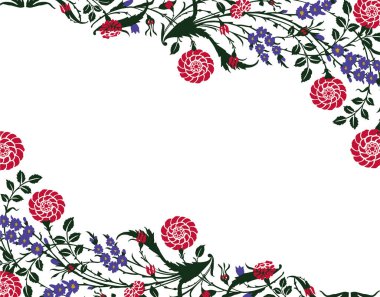 Çiçekler ve bitkilerle soyut çiçek arkaplanı 