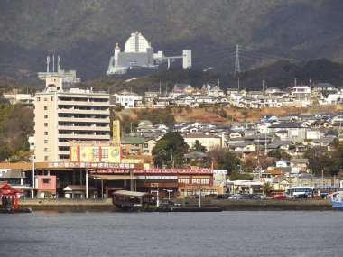 Miyajimaguchi şehir arka planı, Japonya 