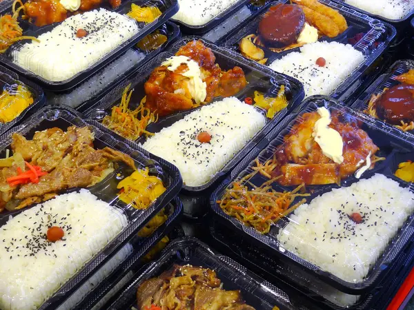 Lezzetli Asya yemekleri. Yakın çekim.