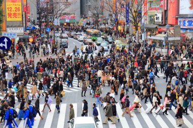 işlek şehir sokakları görünümü, şehir konsepti geçmişi, Tokyo, Japonya 