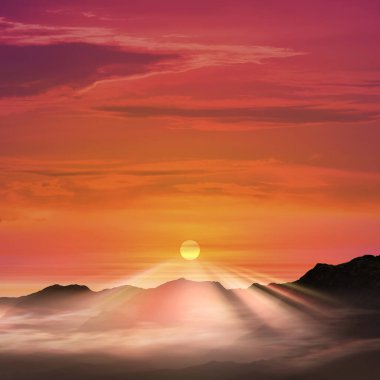 Dağların üzerinden gün batımı