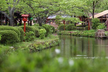 Parktaki güzel Japon bahçesi.