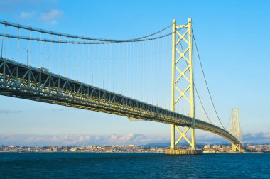 The Akashi-Kaikyo Bridge - The longest suspension bridges in the world. It's links the city of Kobe on the Japanese mainland of Honshu to Iwaya on Awaji Island. - Kobe, Japan clipart