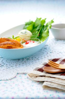 Lezzetli Asya yemeğinin yakın plan görüntüsü