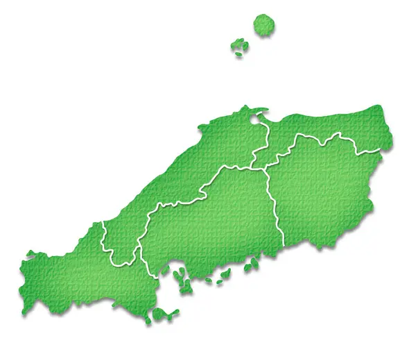 Kaart Van Chugoku Japan Geïsoleerd Witte Achtergrond — Stockfoto