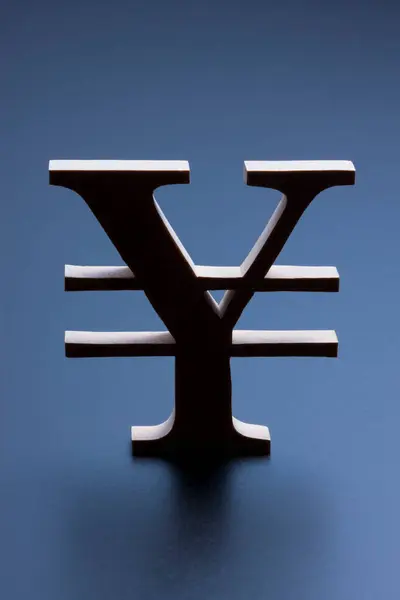 Simbol Yen Latar Belakang Biru — Stok Foto