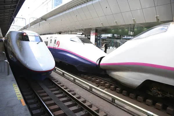 Shinkansen Train Stopping Station Shinkansen Network High Speed Railway Lines — Stock Photo, Image