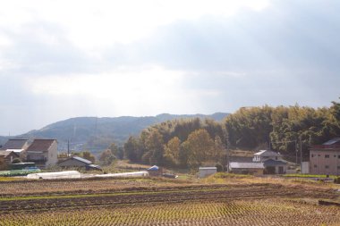Sonbahar mevsiminde Japon kırsal arazisi 