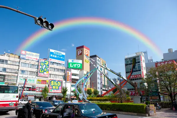 Arcobaleno Sopra Città Tokyo Giappone — Foto Stock