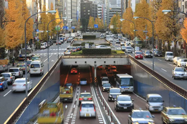 Stadsgezicht Met Veel Verkeer Tokio Japan — Stockfoto