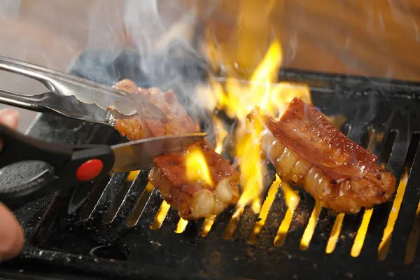 细看美味的亚洲食物 日本小牛肉 烤马尾辫 — 图库照片