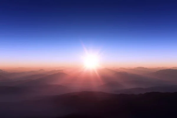Dağlarda Gün Doğumu Güzel Bir Sabah Sisi Ile Gün Doğumu — Stok fotoğraf