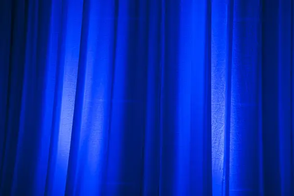 Heldere Blauwe Stof Gordijn Textuur — Stockfoto