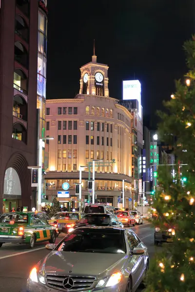 Distrito Comercial Ginza Con Icónico Edificio Ginza Wako Tokio Japón —  Fotos de Stock