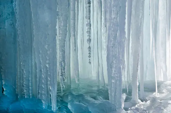 Bela Paisagem Inverno Com Gelo Gelado Gelo — Fotografia de Stock