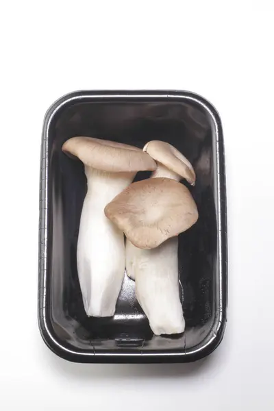 Fresh Mushrooms Bowl White Background — Stock Photo, Image