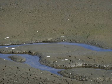 Su ile kurumuş gölet, yakın görüş