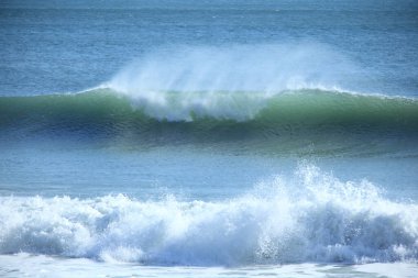Büyük dalgalar kıyıya vuruyor.        
