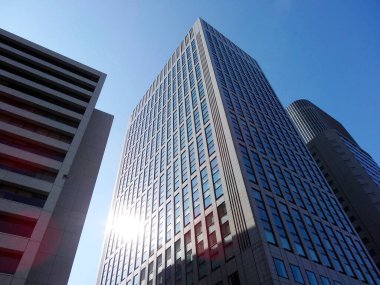 Tokyo, Japonya 'da binaları olan modern şehir manzarası