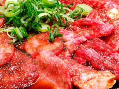  Bitkilerle ızgara et, Japon yemekleri.