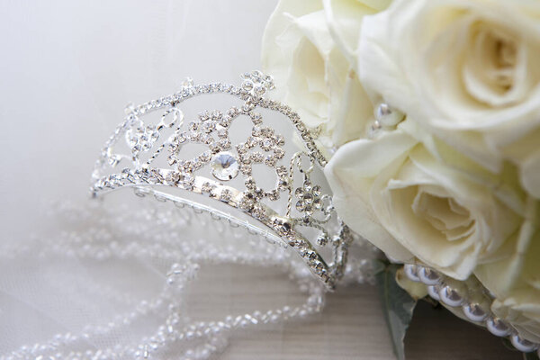 Wedding, celebrate concept with silver crown