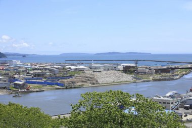 Kobe, Japonya 'nın liman şehri manzarası