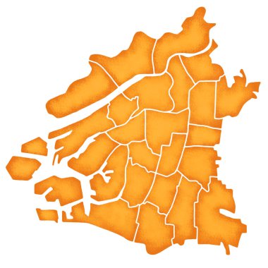 beyaz arkaplanda izole edilmiş renkli harita