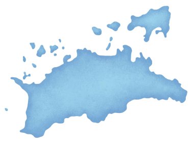 Haritanın mavi parçası beyaz arkaplanda izole edildi