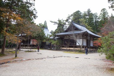 Japonya 'nın eski kasabasındaki sokak mimarisi manzarası 