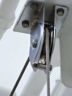 Metal detayı, endüstriyel vinç, kapatın.