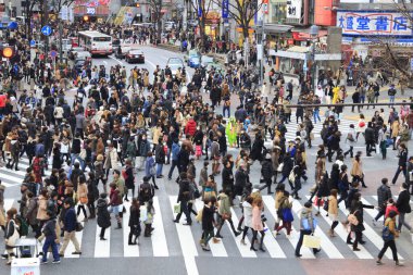 işlek şehir sokakları görünümü, şehir konsepti geçmişi, Tokyo, Japonya 
