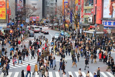 işlek şehir sokakları görünümü, şehir konsepti geçmişi, Tokyo, Japonya 