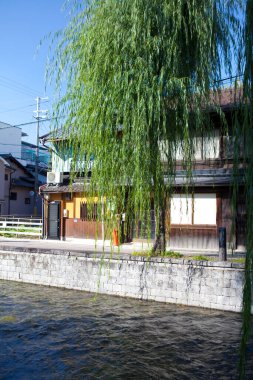 Kyoto, Japonya 'daki eski geleneksel Japon mimarisi manzarası